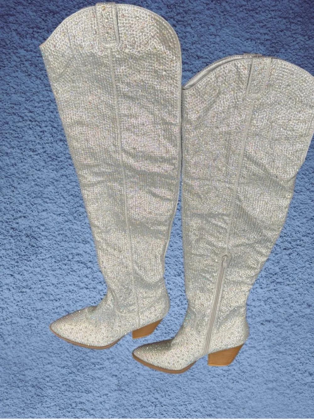 SHEIN SILVER GLITTERY WESTERN COWBOY BOOTS SIZE 8’5